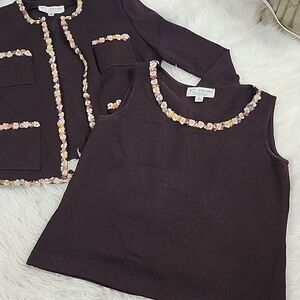 St. John Vintage Chocolate Brown by Sweater Jacket Coat Blazer Old Money